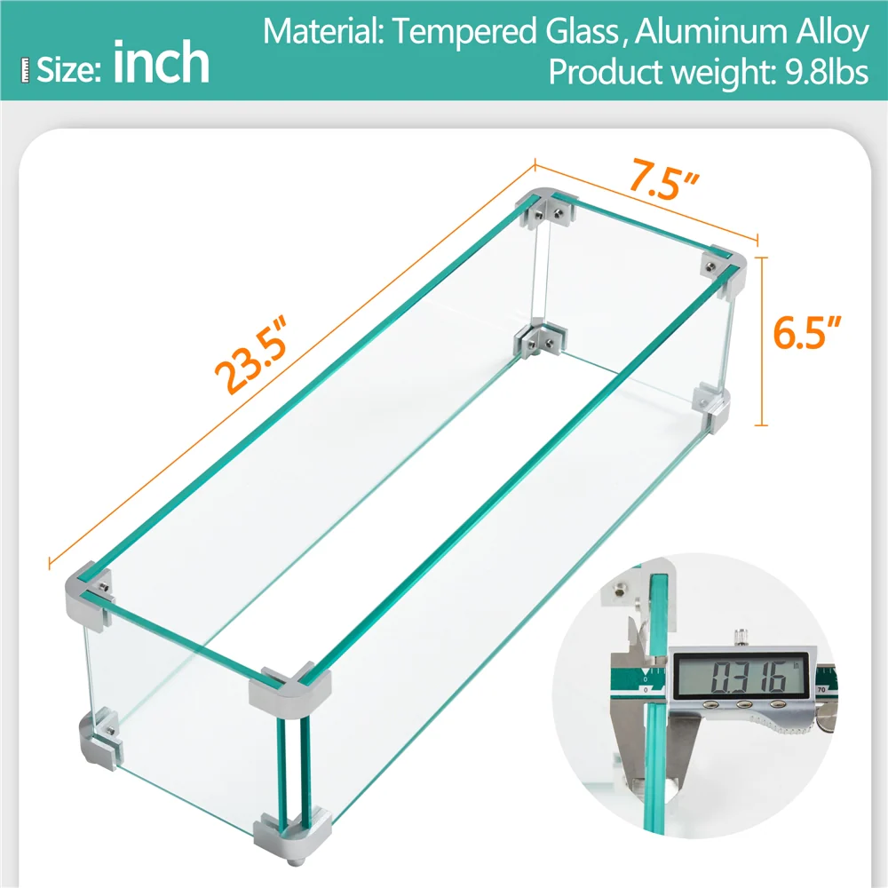 Yaheetech 23.5" L x 7.5" W Tempered Glass Wind Guard Fence - Image 5