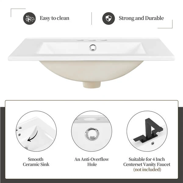 Yaheetech 24" Modern Bathroom Vanity with Sink - Image 5
