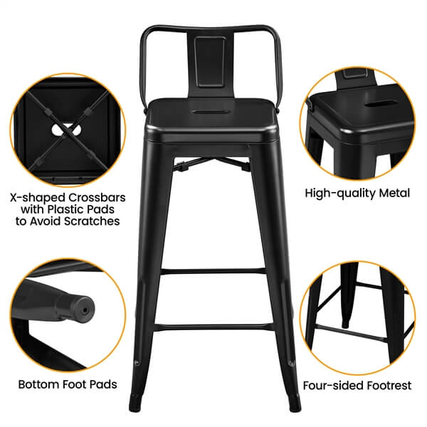 Yaheetech 26 inch Metal Bar Stools Set of 4 - Image 5