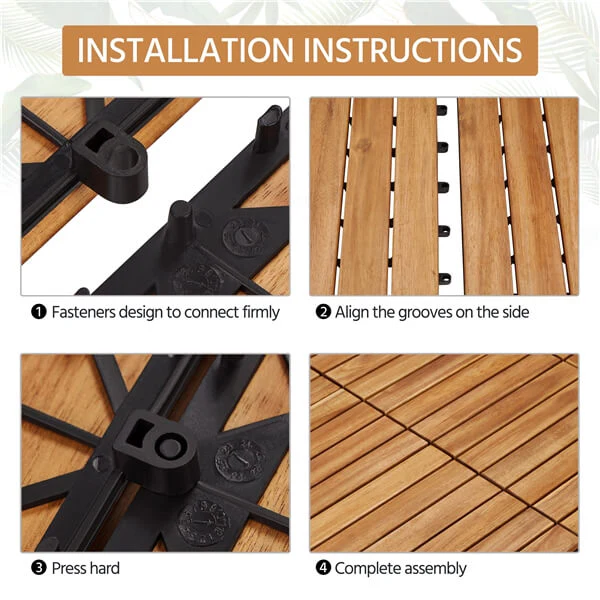 Yaheetech 27PCS Acacia Wood Interlocking Flooring Tiles - Image 5