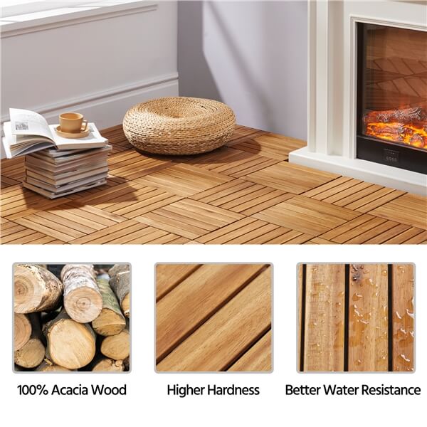 Yaheetech 27PCS Acacia Wood Interlocking Flooring Tiles - Image 6