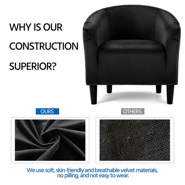 Yaheetech 2PCS Cozy Velvet Barrel Chair - Image 4