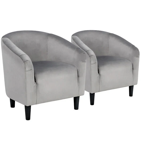 Yaheetech 2PCS Cozy Velvet Barrel Chair - Image 6