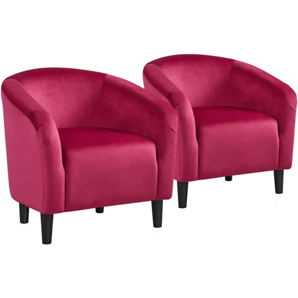 Yaheetech 2PCS Cozy Velvet Barrel Chair - Image 9