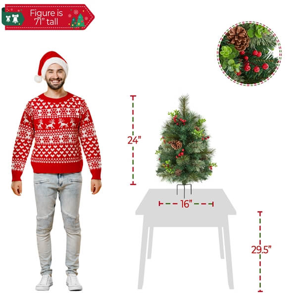 Yaheetech 2Pcs Pre-lit Mini Christmas Trees - Image 4