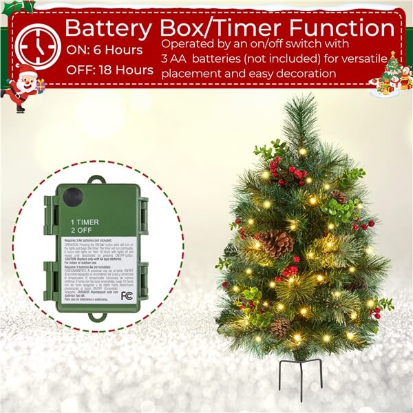 Yaheetech 2Pcs Pre-lit Mini Christmas Trees - Image 8