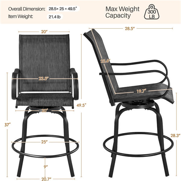 Yaheetech 2pcs Swivel Bar Stools - Image 6