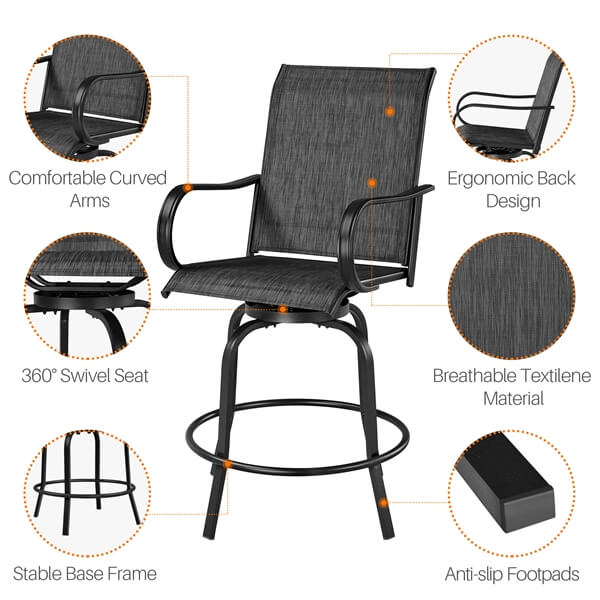 Yaheetech 2pcs Swivel Bar Stools - Image 8