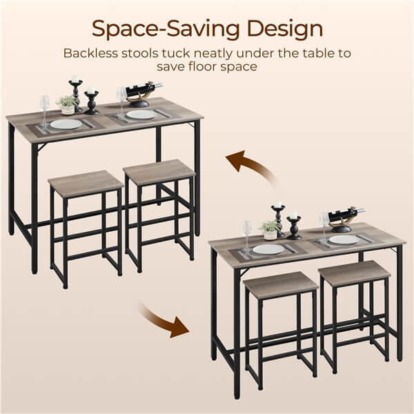 Yaheetech Counter Height Kitchen Table with Bar Stools Set of 2 - Image 7