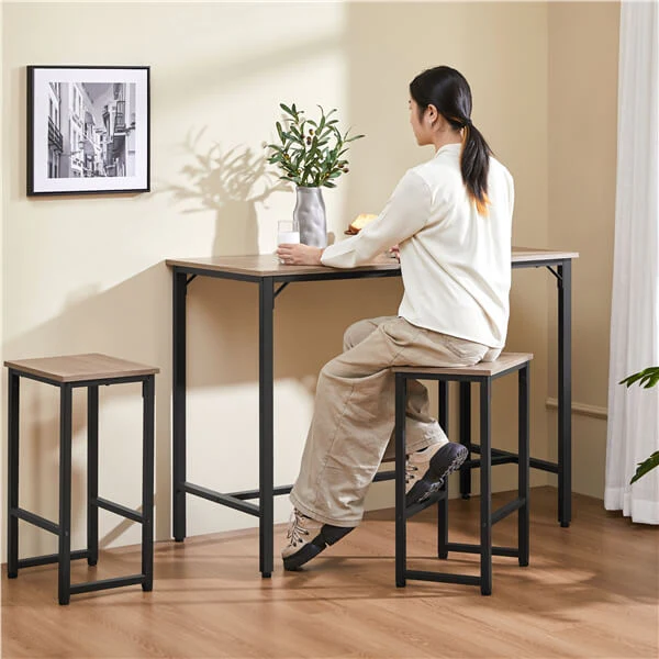 Yaheetech Counter Height Kitchen Table with Bar Stools Set of 2 - Image 8