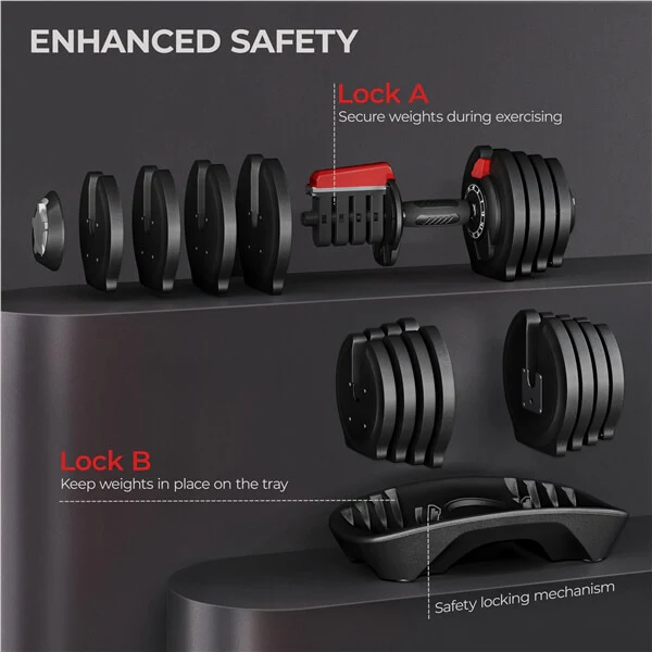 Yaheetech Adjustable Dumbbell Set - Image 4