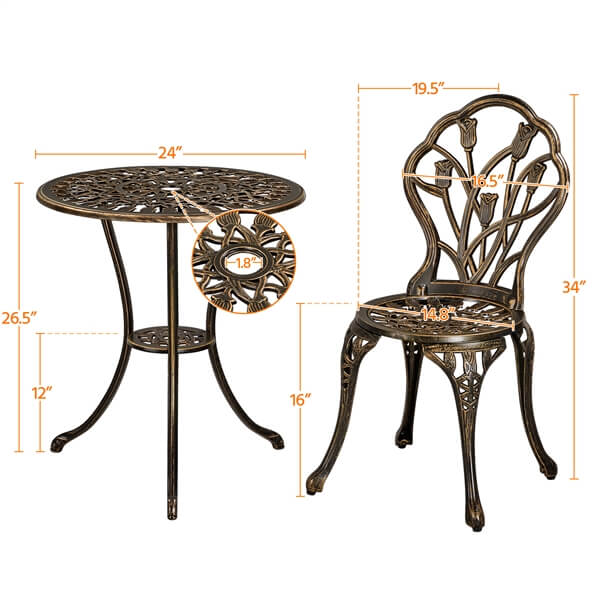 Yaheetech 3 Piece Outdoor Bistro Set - Image 4