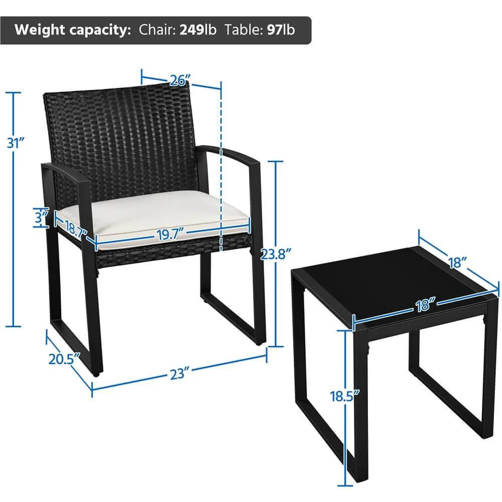 Yaheetech 3 Piece Patio Bistro Set - Image 3