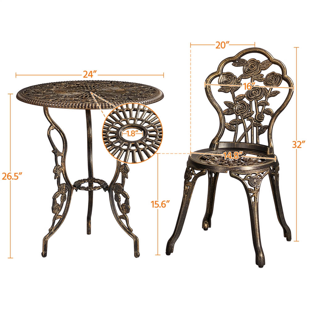 Yaheetech 3 Piece Patio Bistro Table Set with Umbrella Hole - Image 3