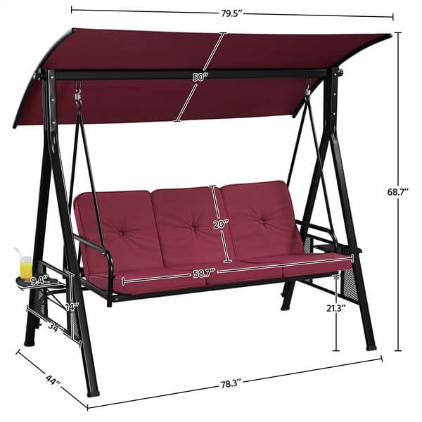 Yaheetech 3-Seat Outdoor Patio Swing Chair - Image 3