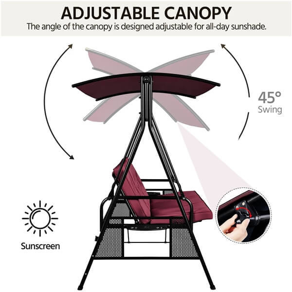 Yaheetech 3-Seat Outdoor Patio Swing Chair - Image 5