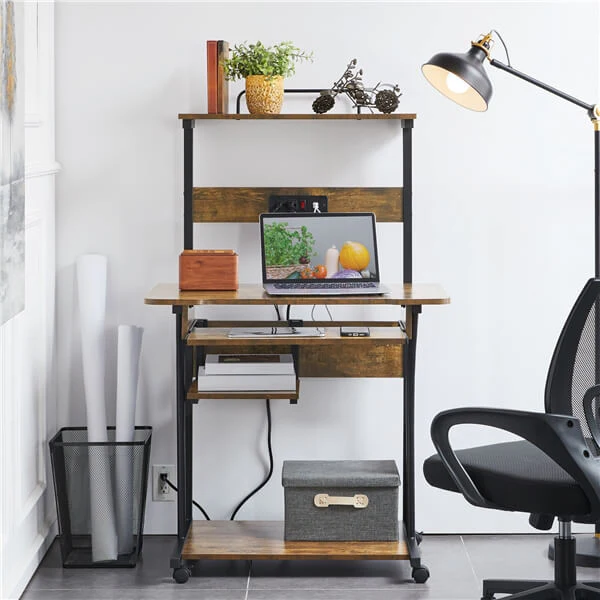 Yaheetech 3 Tiers Rolling Computer Desk on Wheels