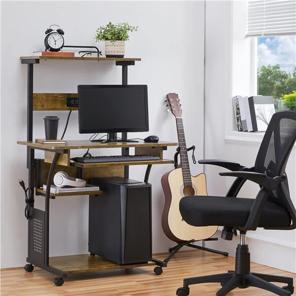 Yaheetech 3 Tiers Rolling Computer Desk on Wheels - Image 12