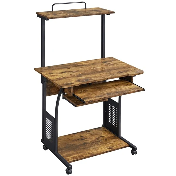 Yaheetech 3 Tiers Rolling Computer Desk with Keyboard Tray - Image 2