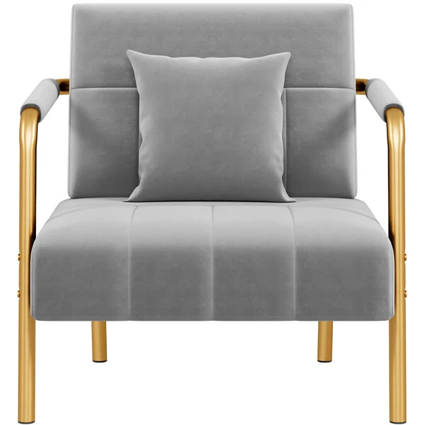 Yaheetech 30″ W Velvet Accent Armchair with Cozy Pillow