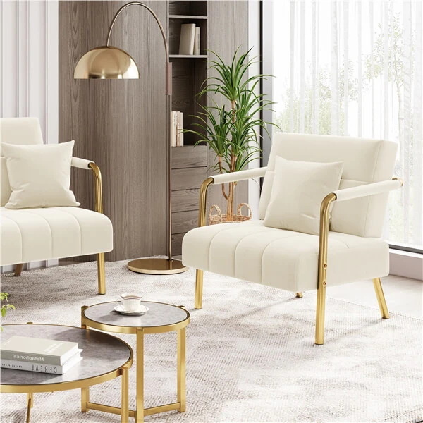 Yaheetech 30″ W Velvet Accent Armchair with Cozy Pillow - Image 10