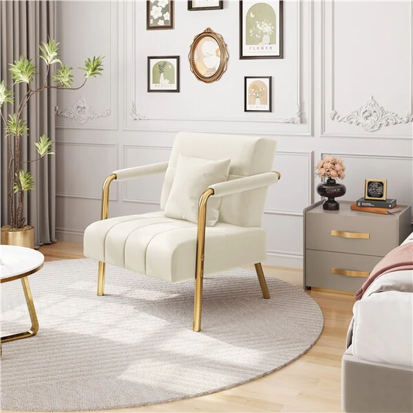 Yaheetech 30″ W Velvet Accent Armchair with Cozy Pillow - Image 11