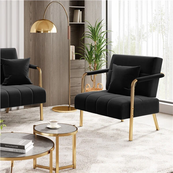 Yaheetech 30″ W Velvet Accent Armchair with Cozy Pillow - Image 15
