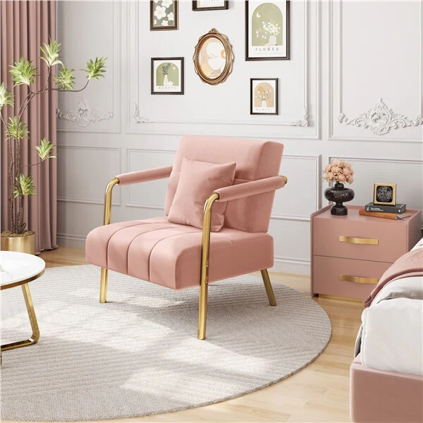 Yaheetech 30″ W Velvet Accent Armchair with Cozy Pillow - Image 19