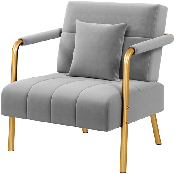 Yaheetech 30″ W Velvet Accent Armchair with Cozy Pillow - Image 2