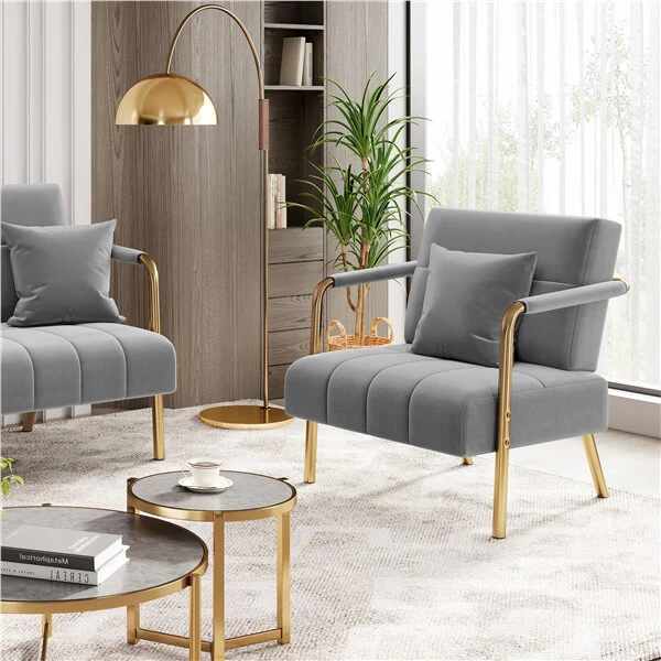 Yaheetech 30″ W Velvet Accent Armchair with Cozy Pillow - Image 3