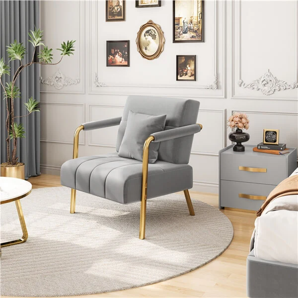 Yaheetech 30″ W Velvet Accent Armchair with Cozy Pillow - Image 4