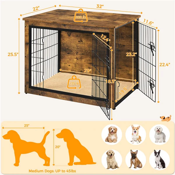 Yaheetech 32''/40'' Dog Crate Furniture - Image 5