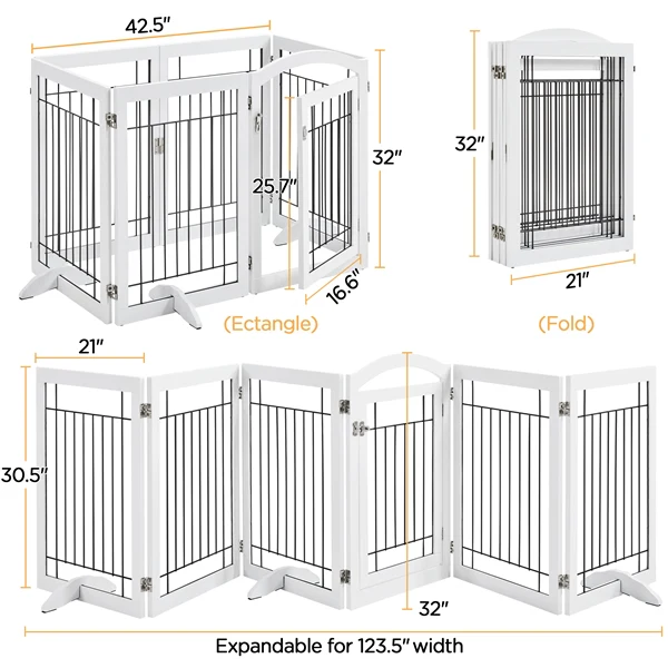 Yaheetech 32-inch Tall Dog Gate with Door Extra Wide - Image 4