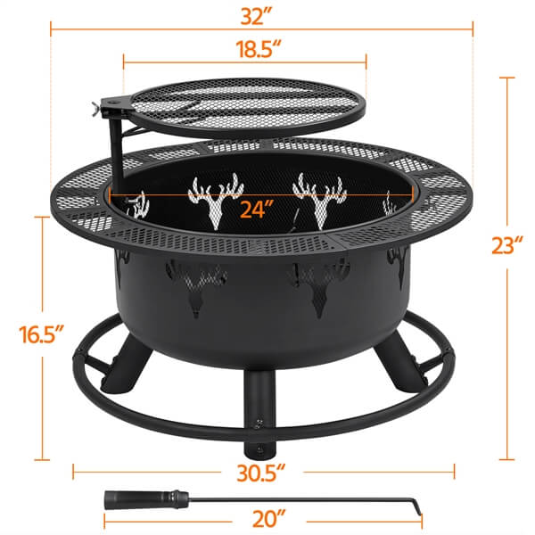Yaheetech 32” Round Fire Pit - Image 3