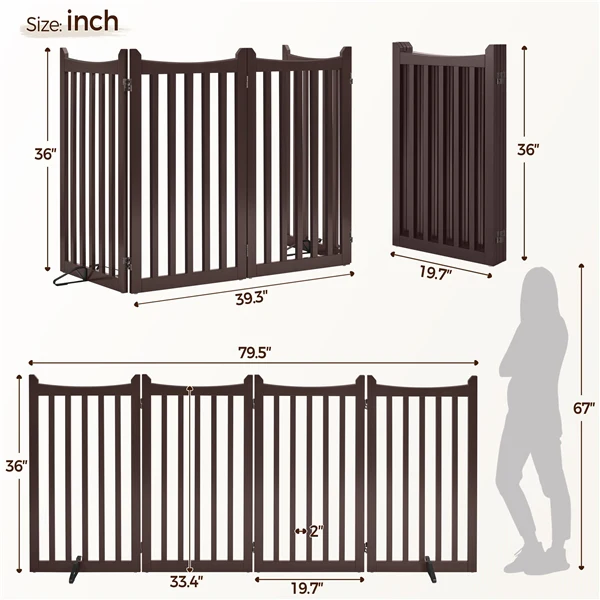 Yaheetech 36" H Extra Tall Freestanding Pet Gate 4-Panel - Image 5