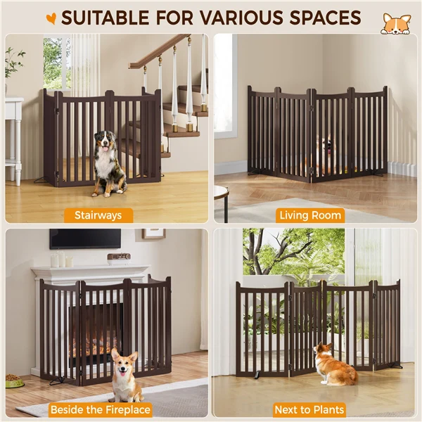 Yaheetech 36" H Extra Tall Freestanding Pet Gate 4-Panel - Image 7