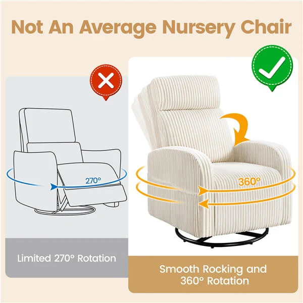 Yaheetech 360° Swivel Glider Chair for Nursery - Image 6
