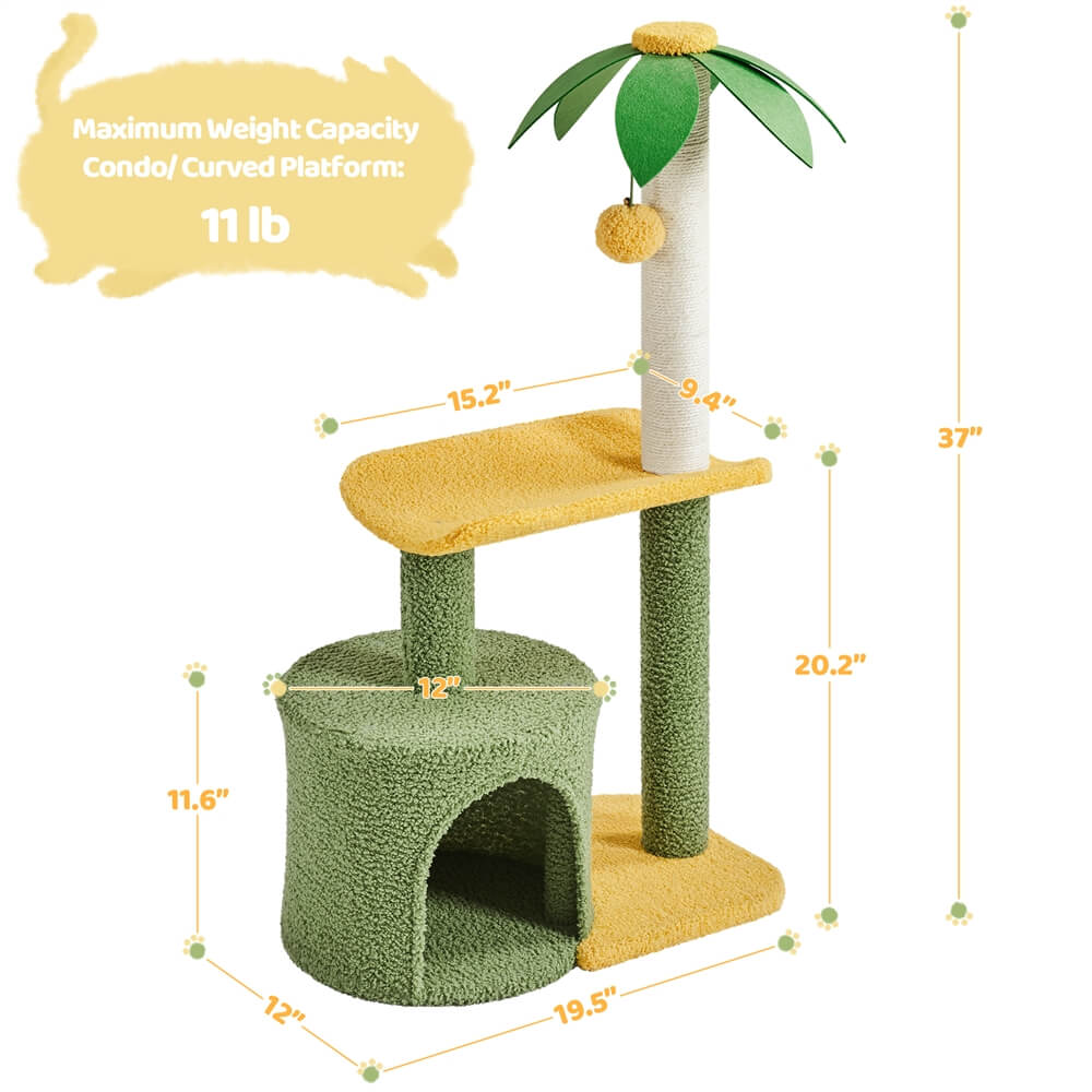 Yaheetech 37″ Tall Coconut Palm Cat Tree - Image 2
