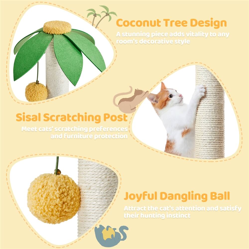 Yaheetech 37″ Tall Coconut Palm Cat Tree - Image 3