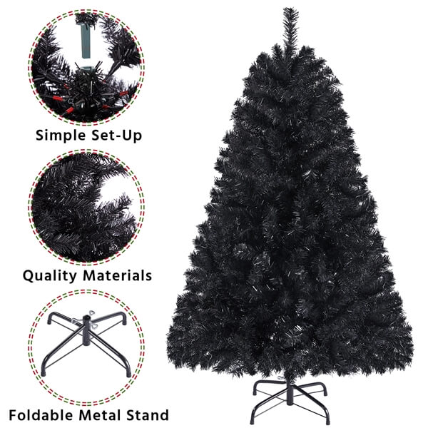 Yaheetech 4.5ft Halloween Black Artificial Christmas Tree - Image 5