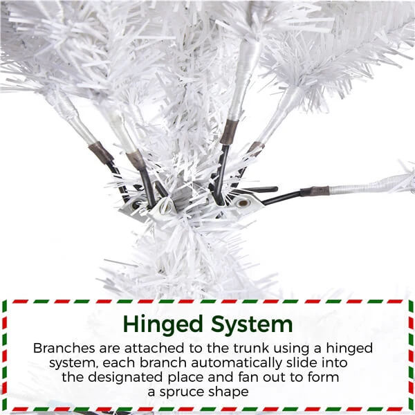 Yaheetech 4.5ft Pre-lit Spruce Artificial Hinged Christmas Pine Tree White - Image 7