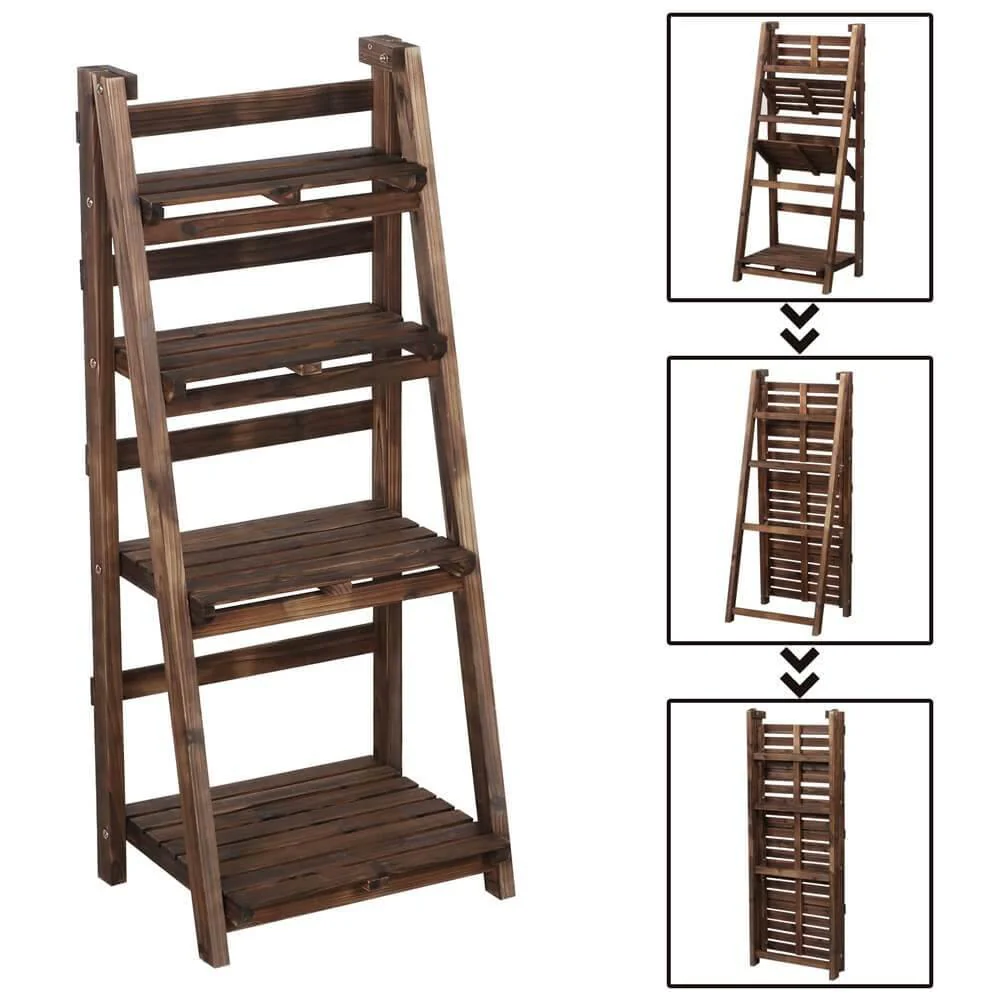 Yaheetech 4-Tier Wooden Foldable Plant Stands Racks - Image 5