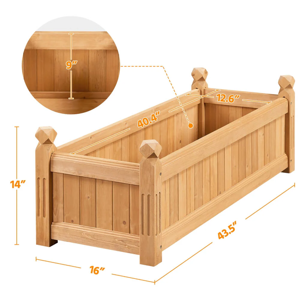 Yaheetech 43.5″ L × 16″ W × 14″ H Wooden Raised Garden Bed - Image 3