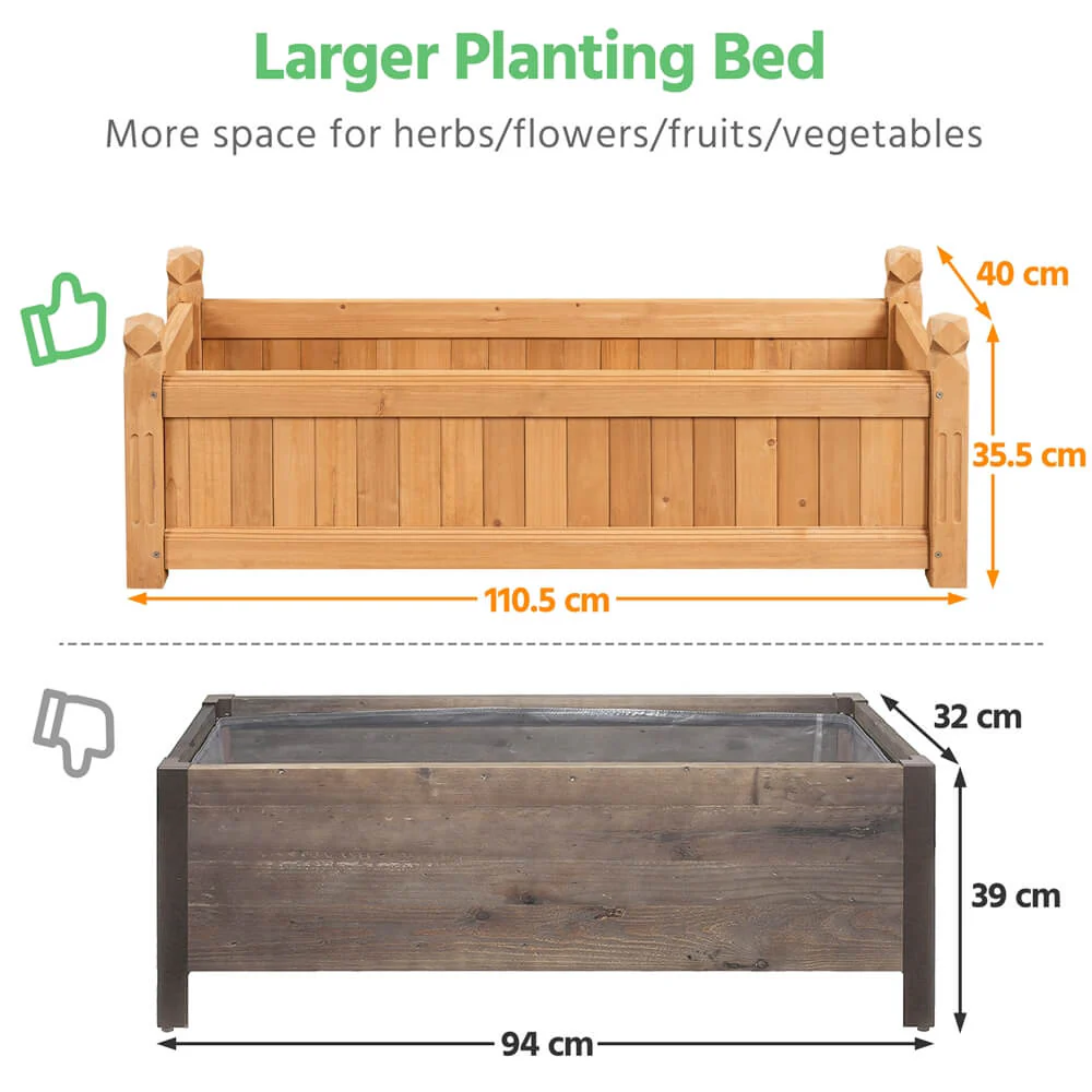 Yaheetech 43.5″ L × 16″ W × 14″ H Wooden Raised Garden Bed - Image 5