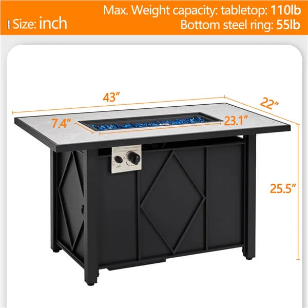 Yaheetech 43” Fire Pit Table - Image 3