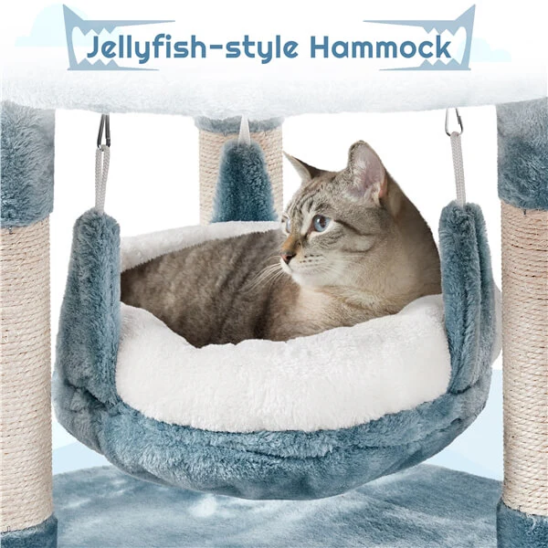 Yaheetech 45.5in Ocean-Themed Cat Tree Multi-Level Cat Tower - Image 4