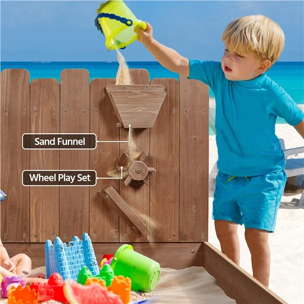 Yaheetech 53× 44.5in Wood Sand Box for Kids Ages 3-8 - Image 10