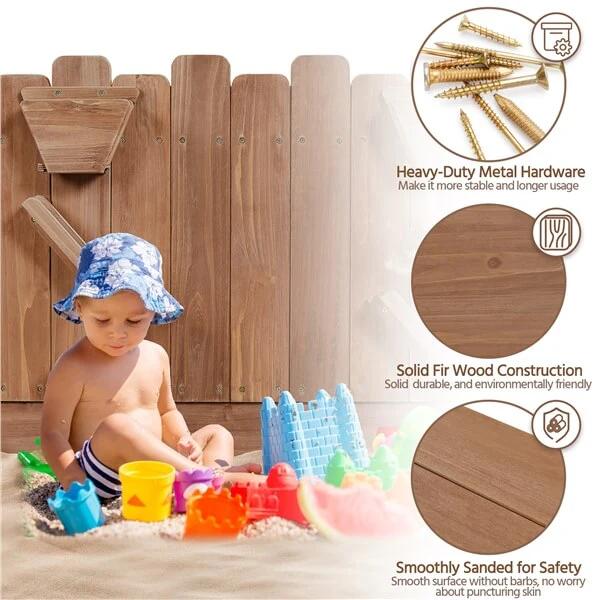 Yaheetech 53× 44.5in Wood Sand Box for Kids Ages 3-8 - Image 9