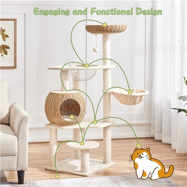 Yaheetech 54in Rattan Cat Tree - Image 9