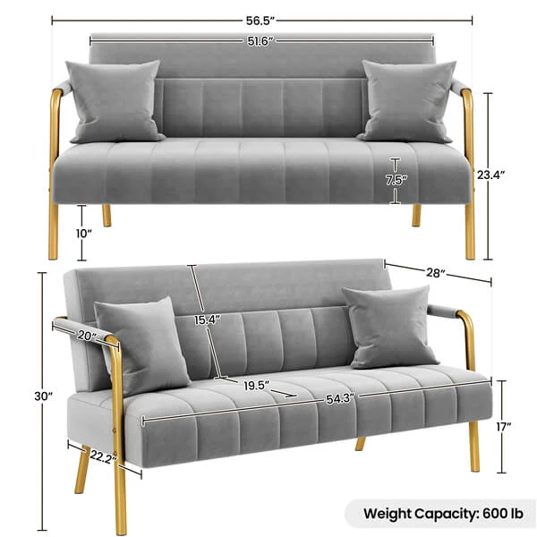 Yaheetech 56.6″W Modern Loveseat 2 Seater Sofa - Image 3